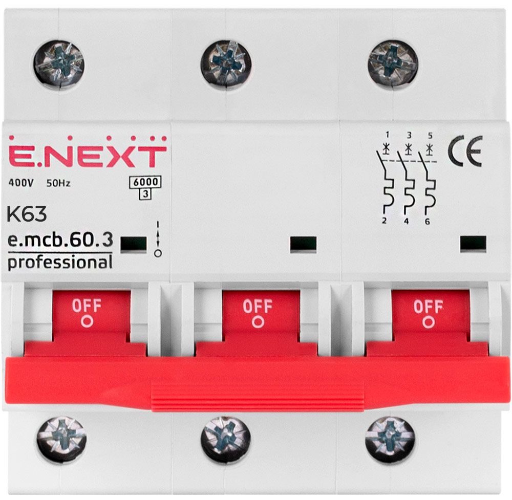 Модульний автоматичний вимикач e.mcb.pro.60.3.K 63 new, 3р, 63А, K, 6кА new