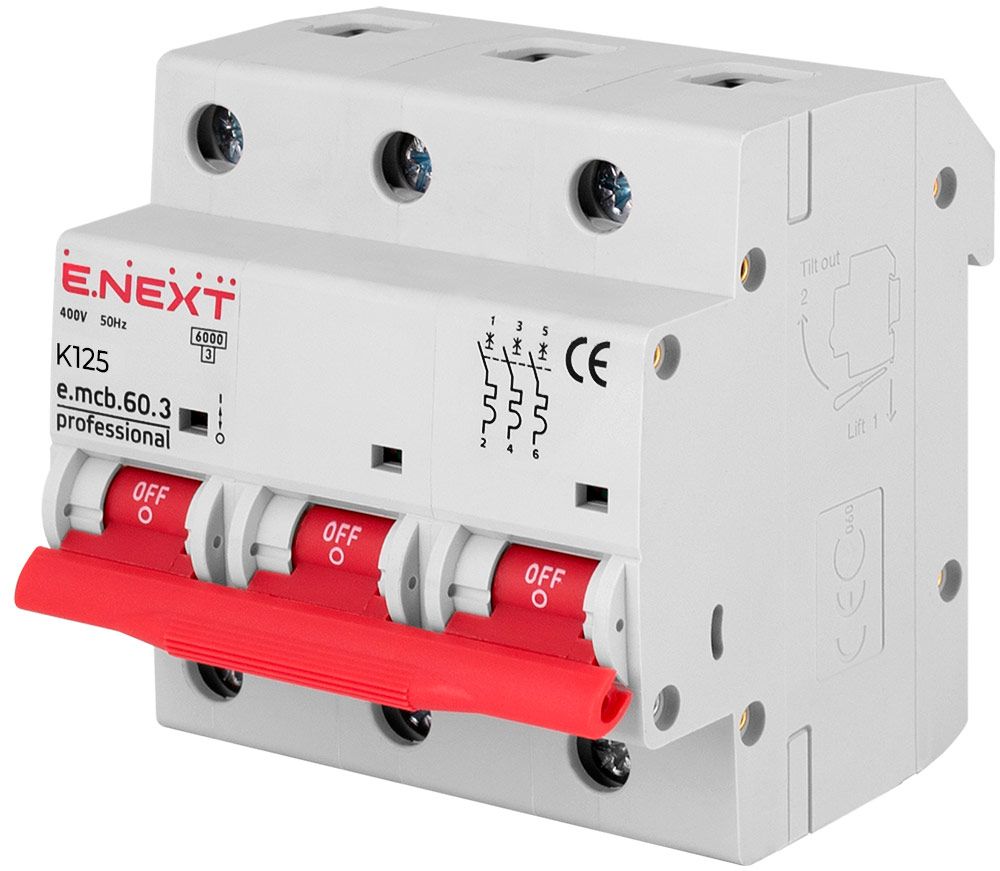 Модульний автоматичний вимикач e.mcb.pro.60.3.K 125 new, 3р, 125А, K, 6кА new