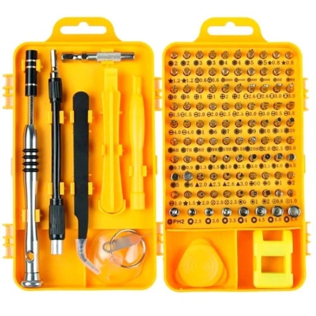 Набір прецизійних викруток 115 в 1 для ремонту телефонів, ноутбуків і електроніки, жовтий