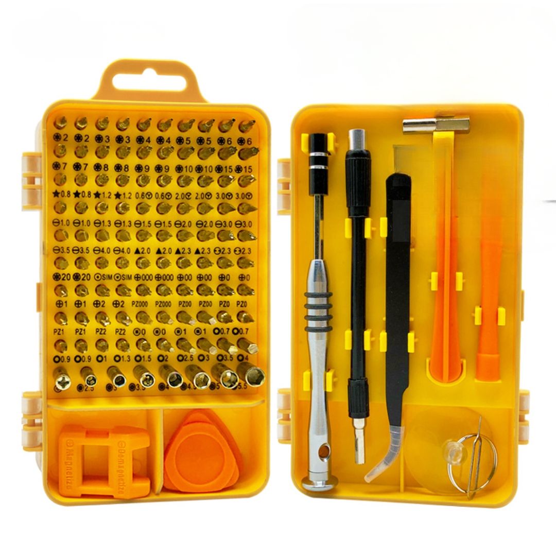 Набір прецизійних викруток 115 в 1 для ремонту телефонів, ноутбуків і електроніки, жовтий