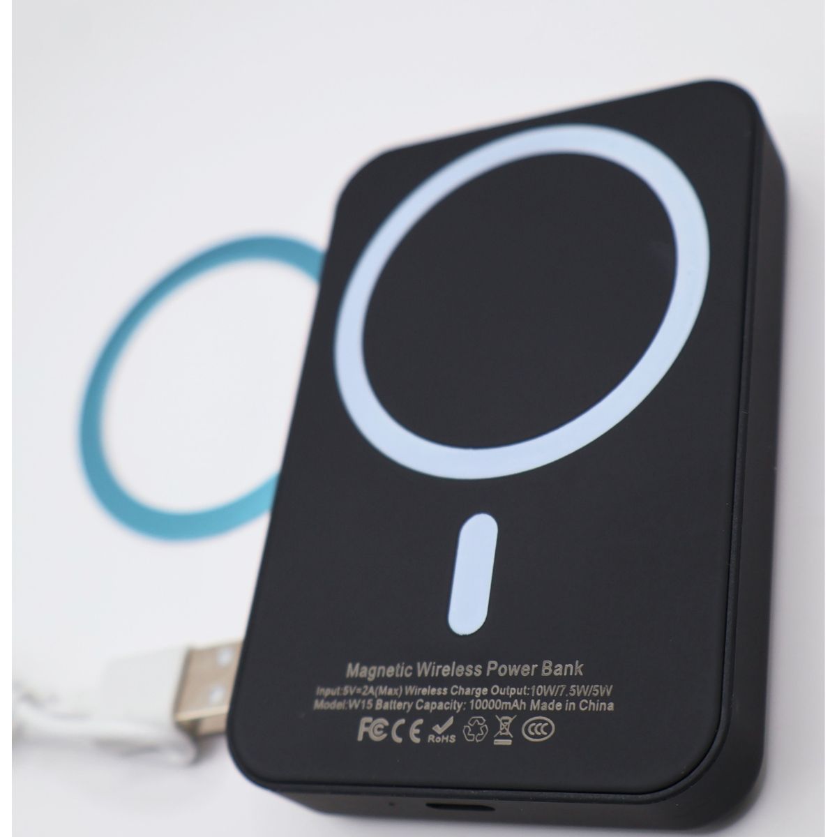 Power Bank 10000 мАг з бездротовою зарядкою, чорний