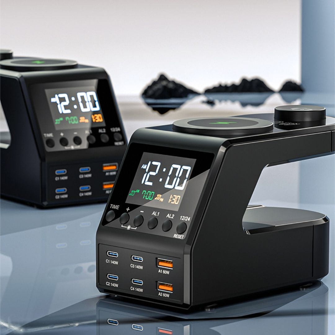 Багатофункціональний зарядний пристрій, 240 Вт, універсальний цифровий годинник