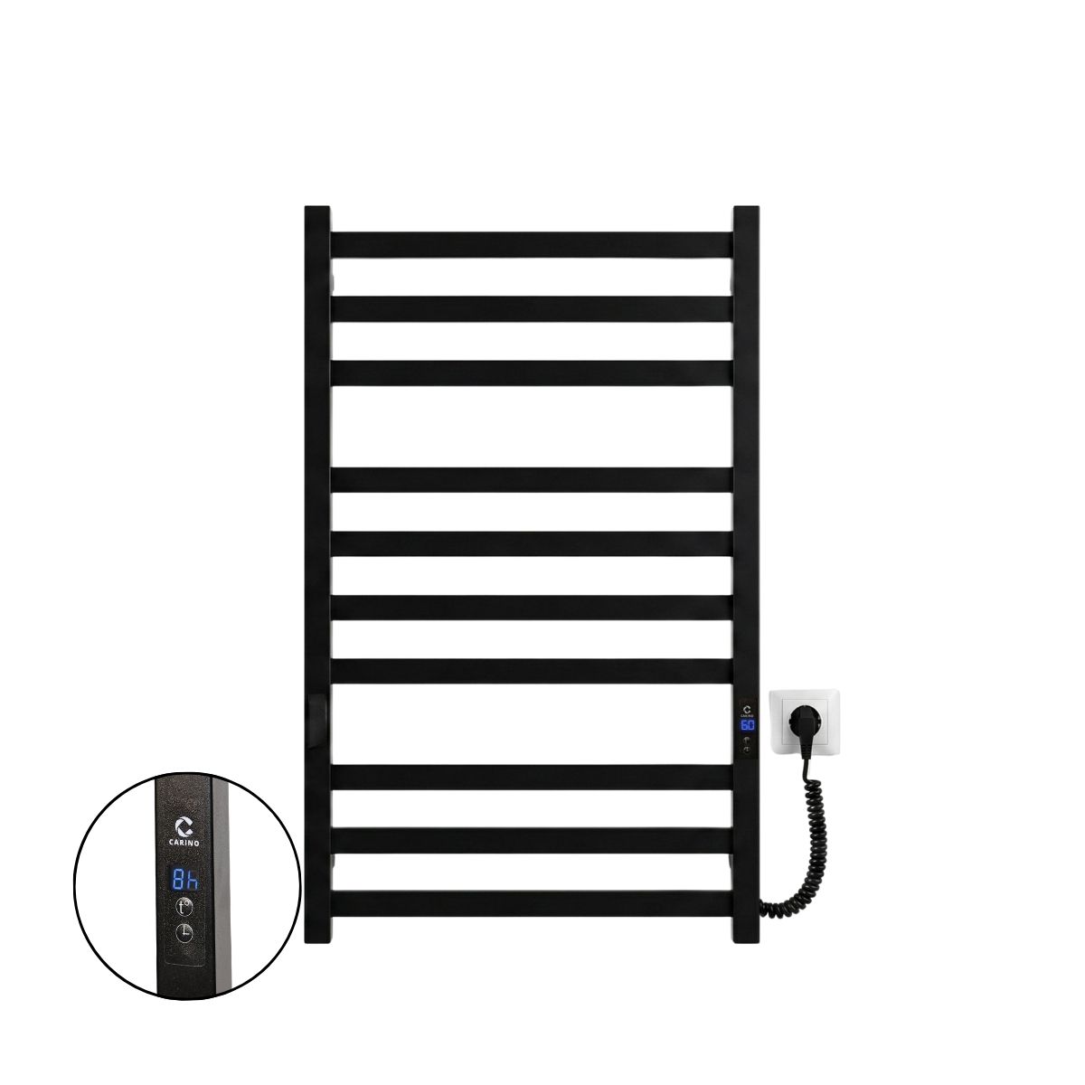 Рушникосушарка електрична Carino RICARDO з дисплеєм Чорний матовий 790*490