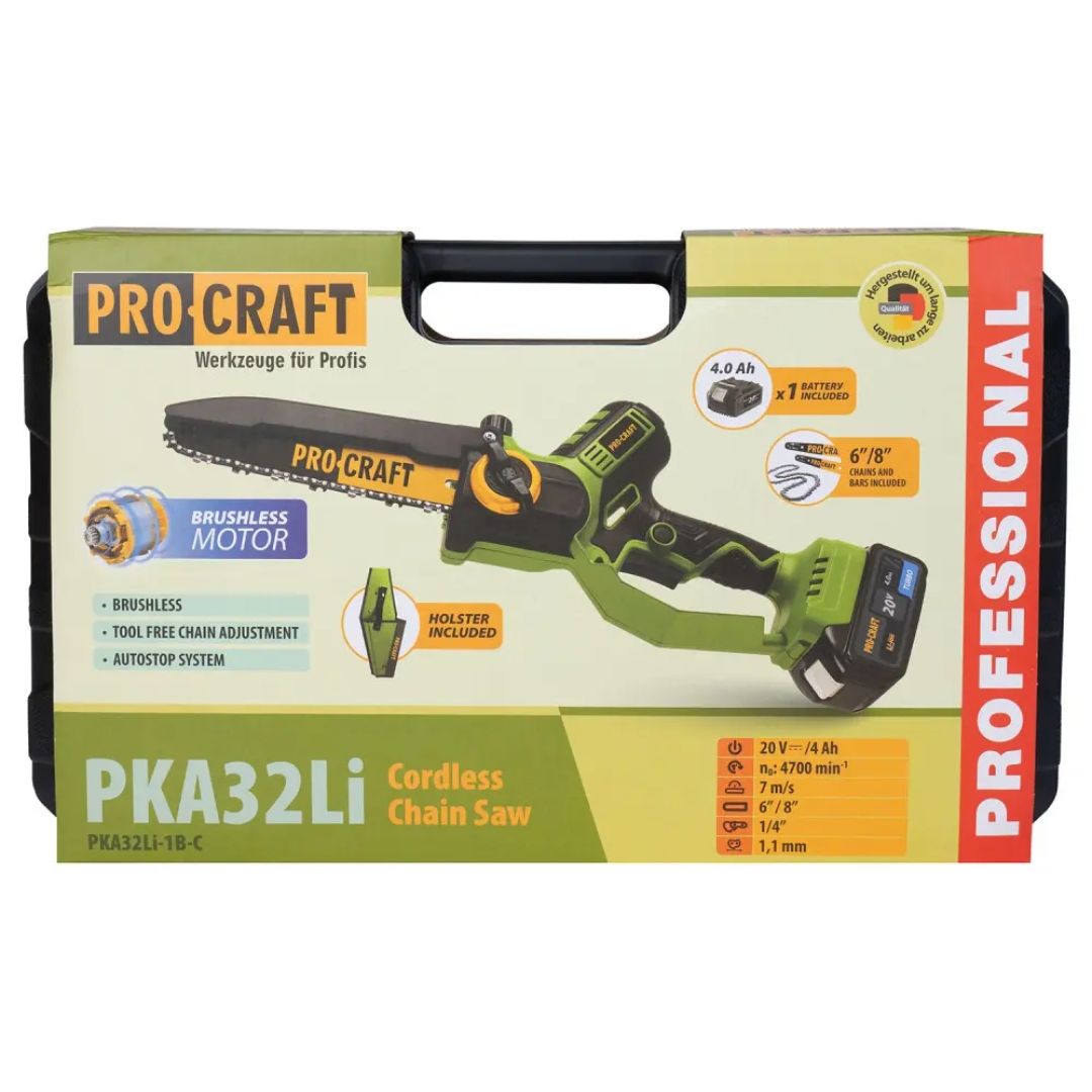 Набір Акумуляторна міні пила Procraft PKA32LI (з АКБ та кобурою)+Олива для ланц. 200мл