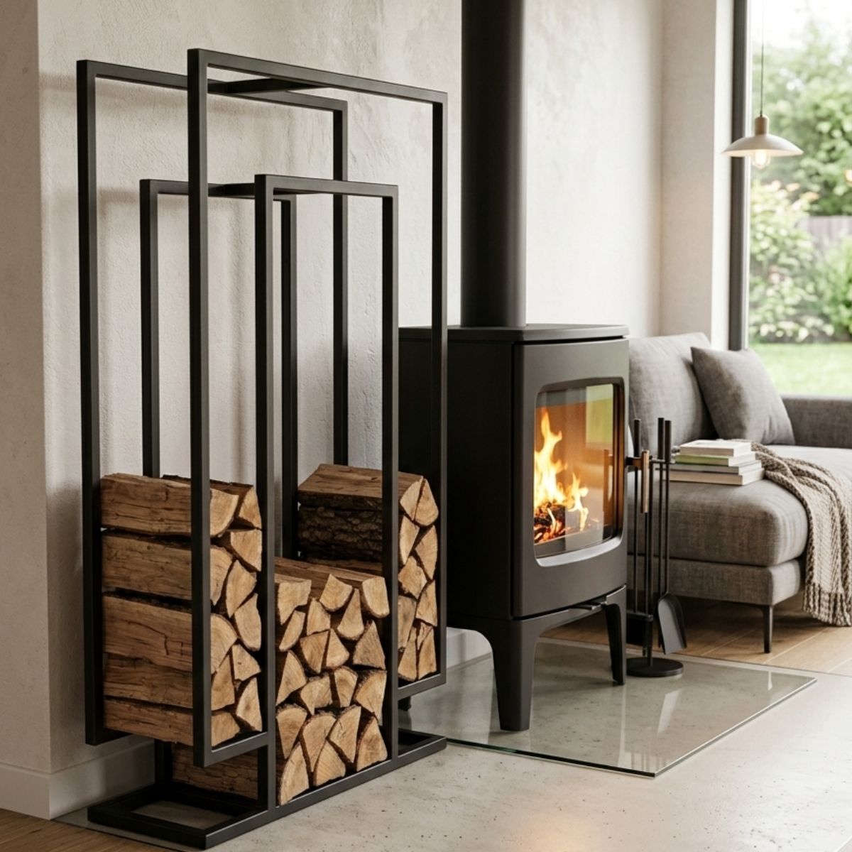 Дровниця MARIA Carino Чорний мат, 1600*900*300