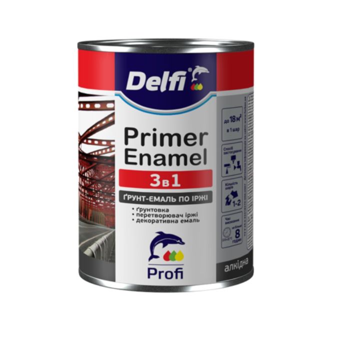 Грунт-эмаль по ржавчине 3 в 1, белая матовая, ТМ "Delfi" - 2,8 кг