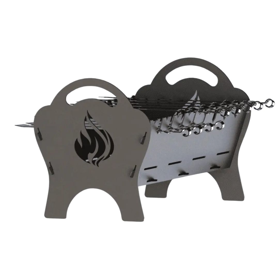 Мангал-гриль Carino Spark Огонь разборной с грилем 500х330х350 мм, металл 3 мм без покрытия