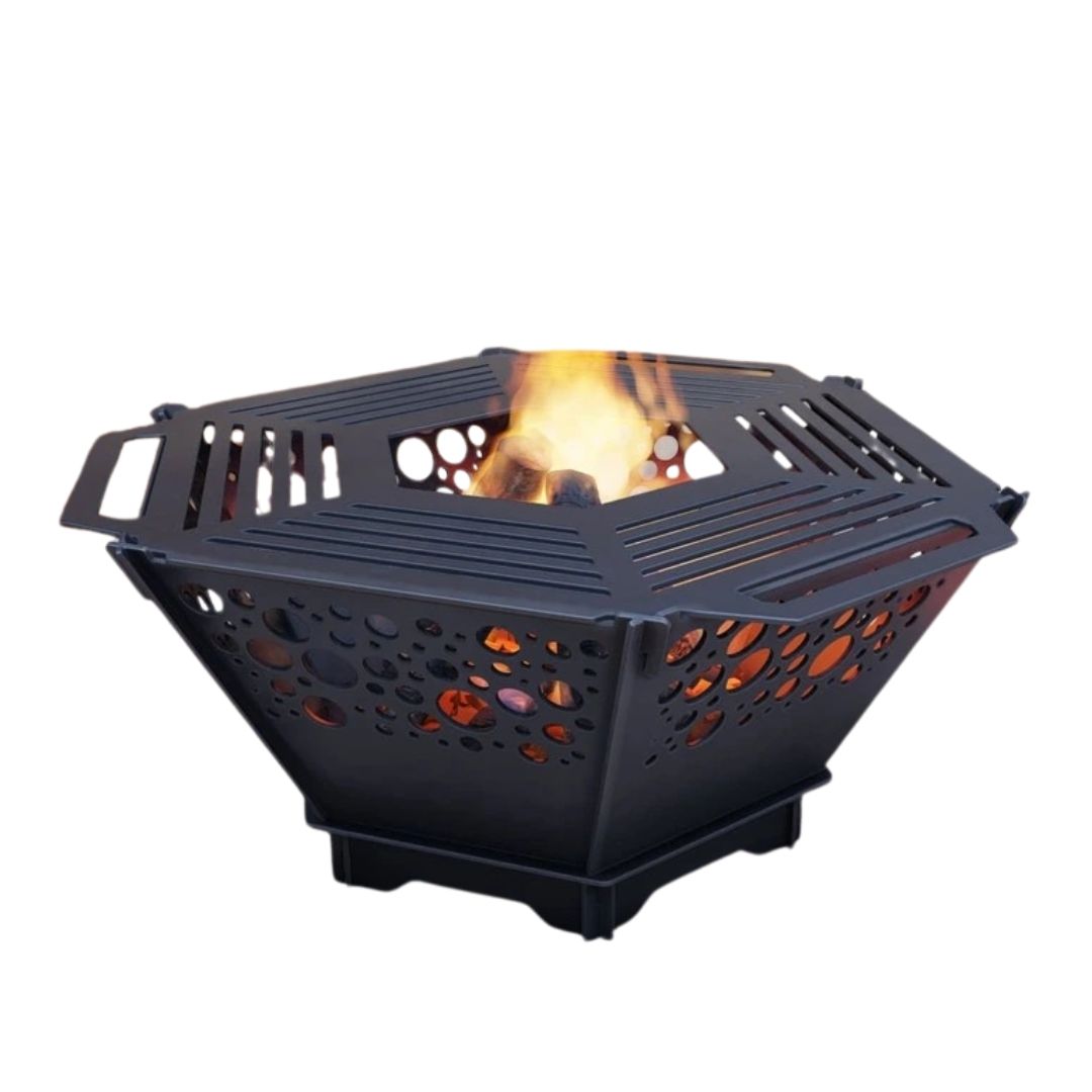 Чаша для вогнища Carino шестигранна розбірна V5 з решіткою гриль 760х707х333 мм, метал 3 мм без покриття
