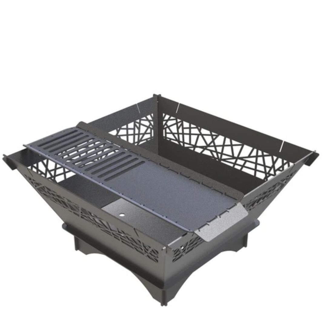 Мангал-гриль Carino квадратний 700 мм з декором розбірний 737х737х682 мм, метал 3 мм без покриття