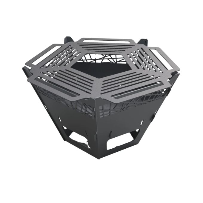 Чаша для вогнища Carino з грилем п’ятигранна з декором розбірна 800х780х480 мм, метал 3 мм без покриття