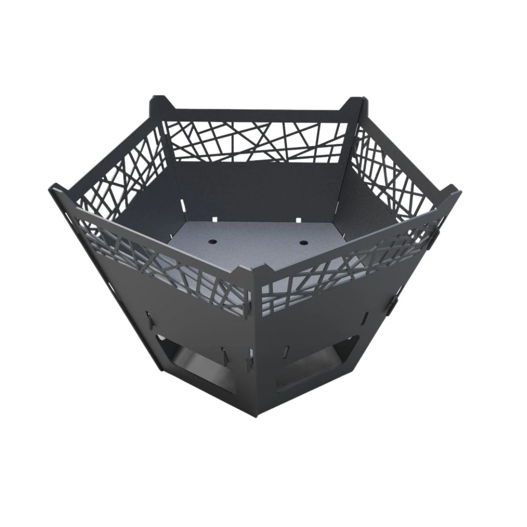 Чаша для вогнища Carino з грилем п’ятигранна з декором розбірна 800х780х480 мм, метал 3 мм без покриття