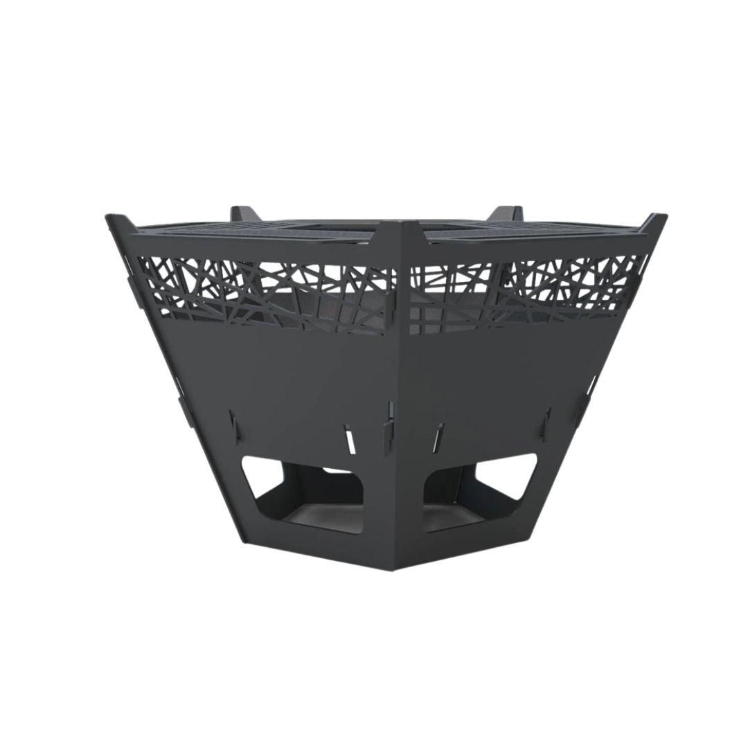 Чаша для вогнища Carino з грилем п’ятигранна з декором розбірна 800х780х480 мм, метал 3 мм без покриття