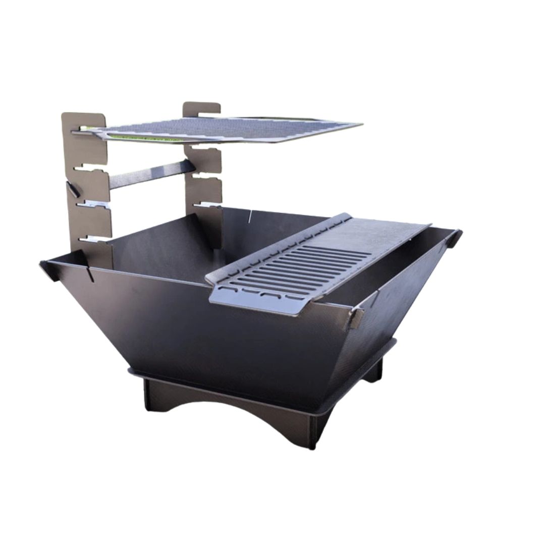 Чаша для вогнища Carino квадратна розбірна V1 з решіткою гриль 800х750х680 мм, метал 3 мм без покриття