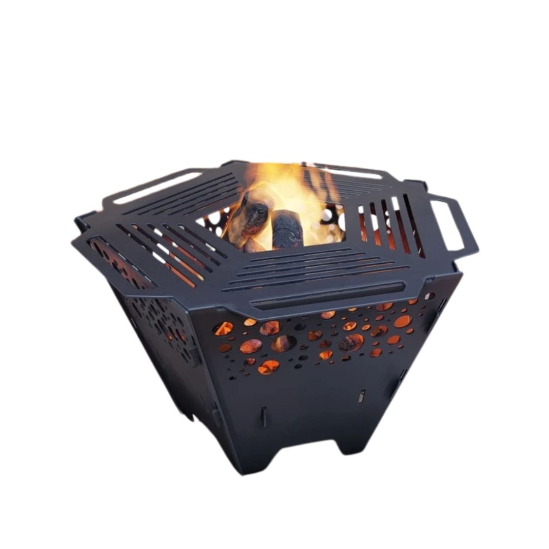 Чаша для вогнища Carino п’ятигранна розбірна V3 з решіткой гриль 802х787х480 мм, метал 3 мм без покриття