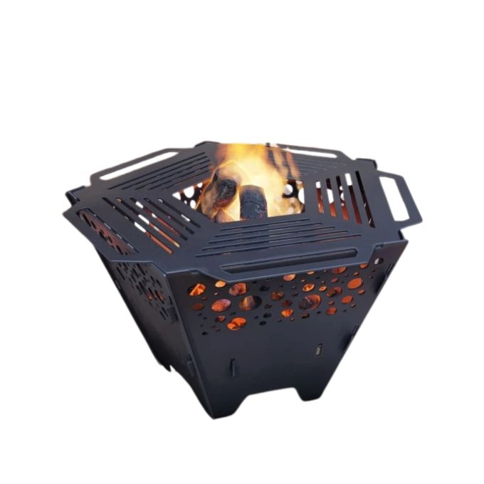 Чаша для вогнища Carino п’ятигранна розбірна V3 з решіткой гриль 802х787х480 мм, метал 3 мм без покриття