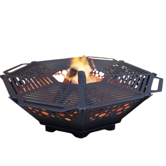Чаша для вогнища Carino восмингранна розбірна V5 з решіткой гриль 1040х1040х300 м, метал 3 мм без покриття