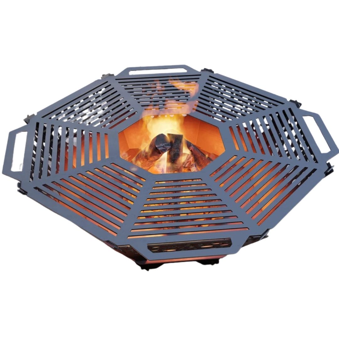 Чаша для вогнища Carino восмингранна розбірна V5 з решіткой гриль 1040х1040х300 м, метал 3 мм без покриття