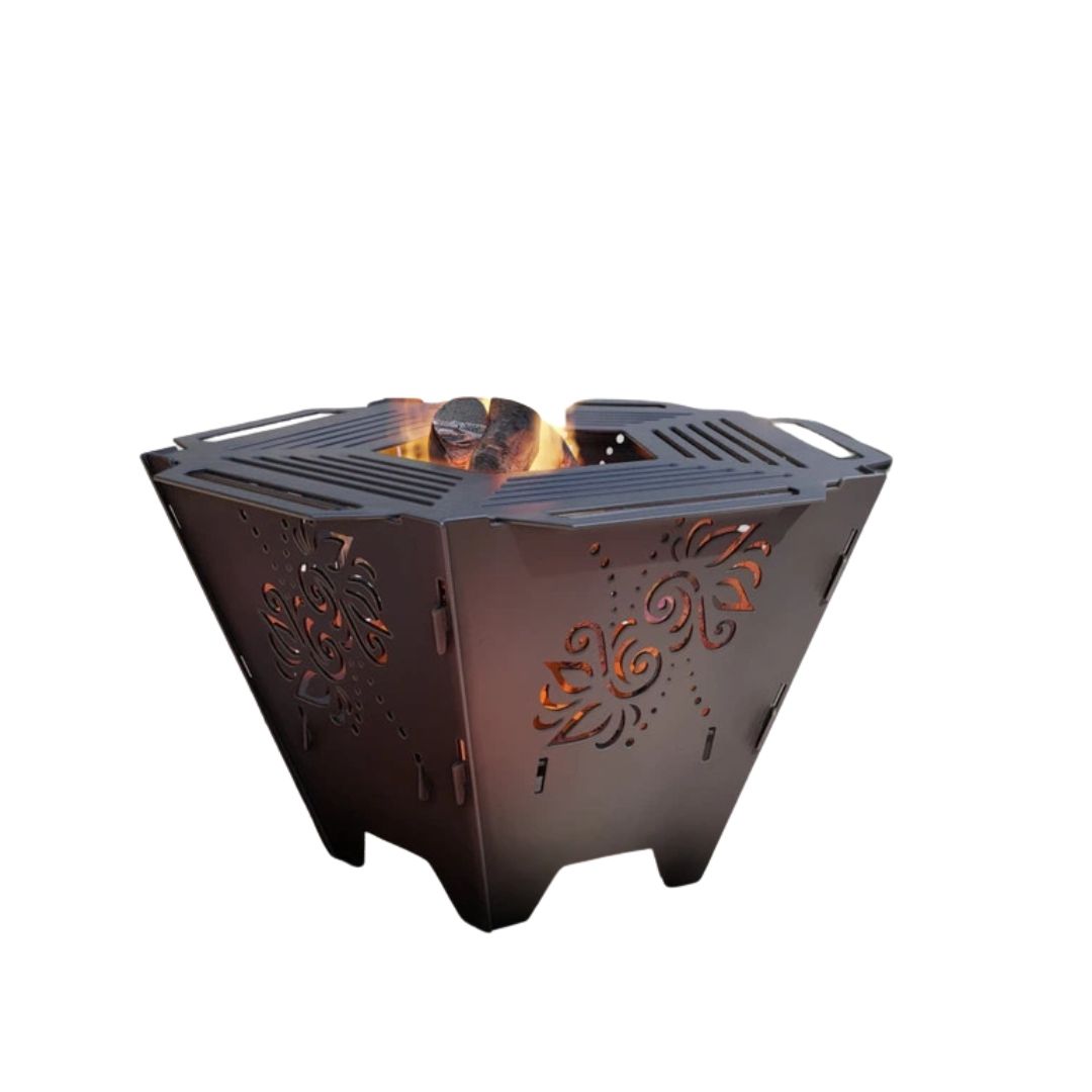 Чаша для вогнища Carino п’ятигранна розбірна V5 з решіткой гриль 802х787х480 мм, метал 3 мм без покриття