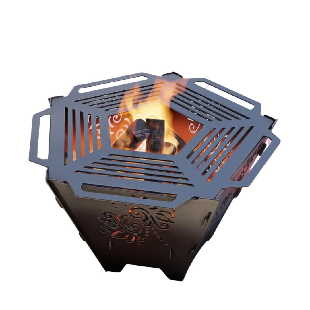 Чаша для вогнища Carino п’ятигранна розбірна V5 з решіткой гриль 802х787х480 мм, метал 3 мм без покриття