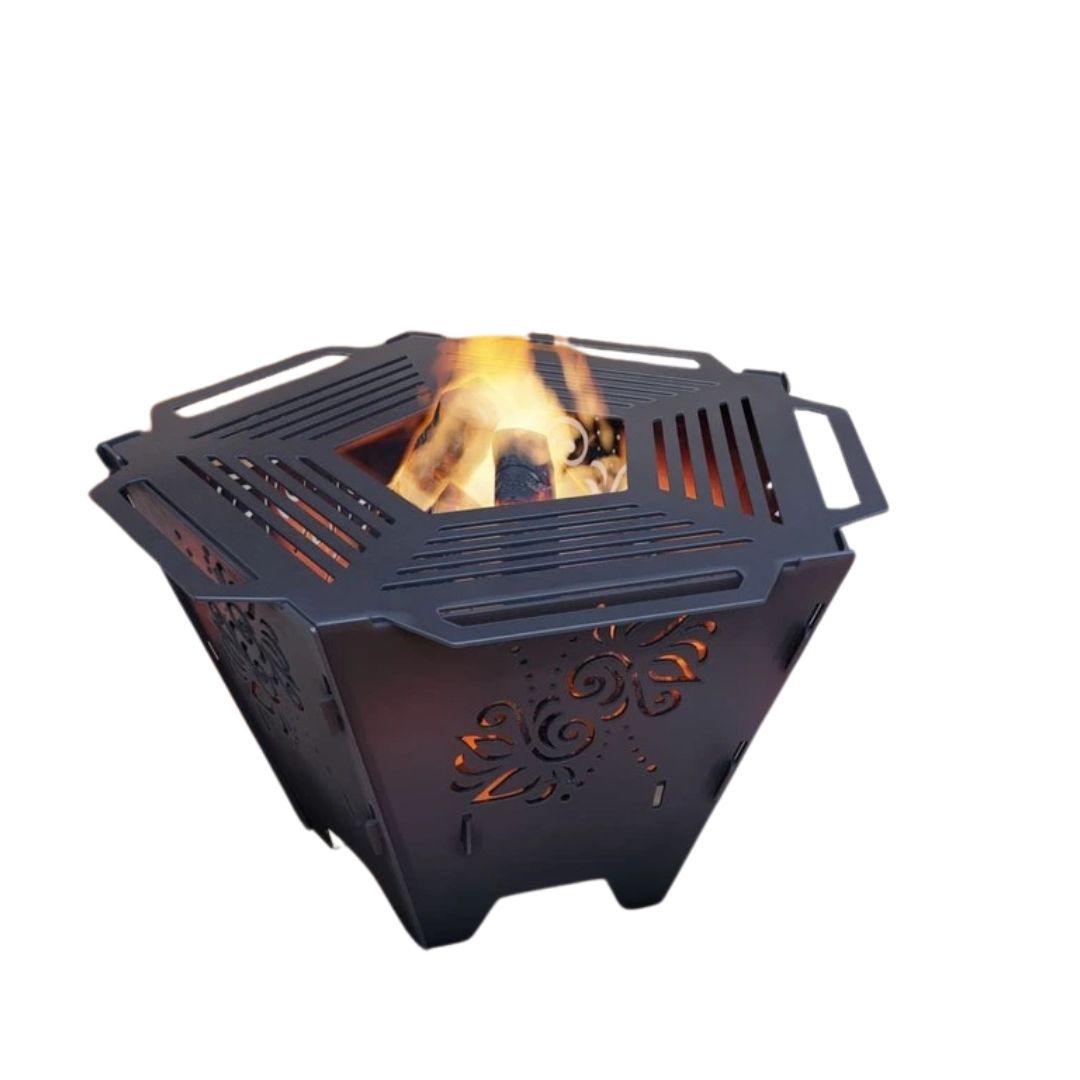 Чаша для вогнища Carino п’ятигранна розбірна V5 з решіткой гриль 802х787х480 мм, метал 3 мм без покриття