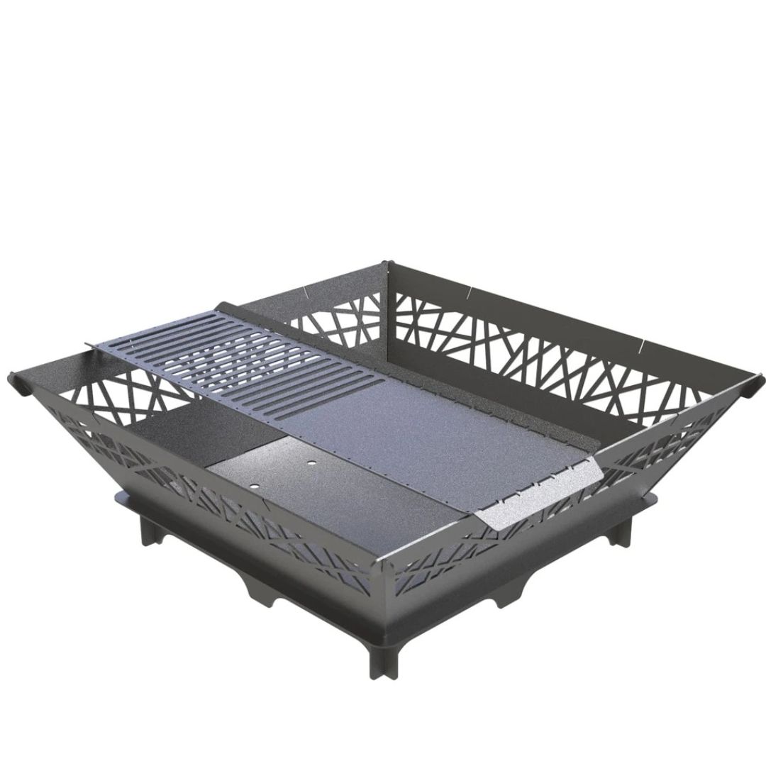 Мангал-гриль Carino квадратний 1000 мм з декором розбірний 1042х1042х682 мм, метал 3 мм без покриття