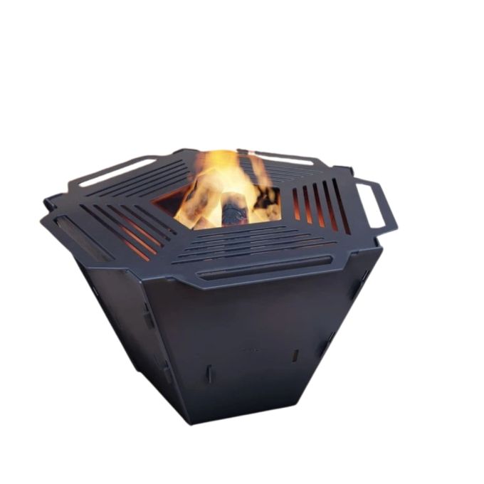 Чаша для очага Carino пятигранная разборная V1 с решеткой гриль 802х787х480 мм, металл 3 мм без покрытия