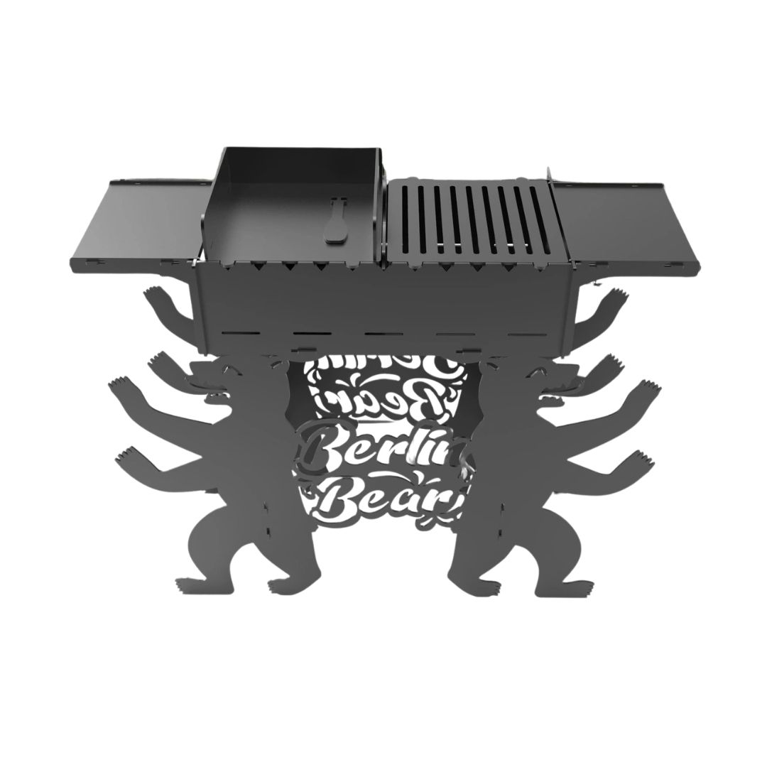 Мангал-гриль Carino Berlin Bear разборной с грилем 1014х333х964 мм, металл 3 мм без покрытия