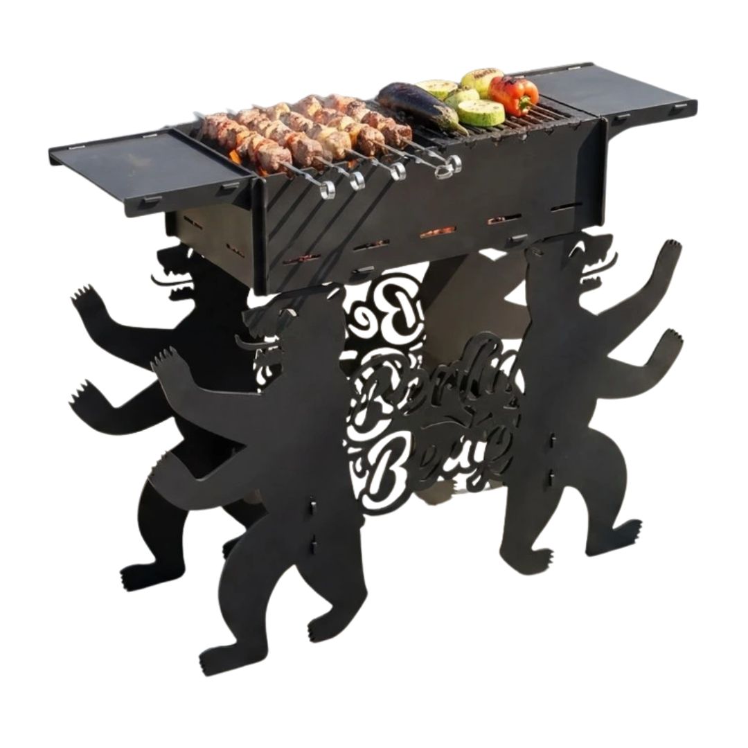 Мангал-гриль Carino Berlin Bear разборной с грилем 1014х333х964 мм, металл 3 мм без покрытия