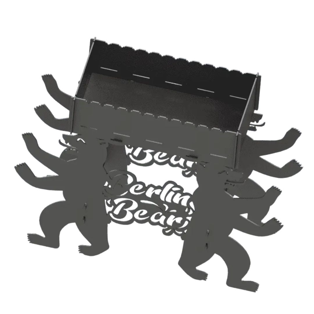 Мангал-гриль Carino Berlin Bear разборной с грилем 1014х333х964 мм, металл 3 мм без покрытия