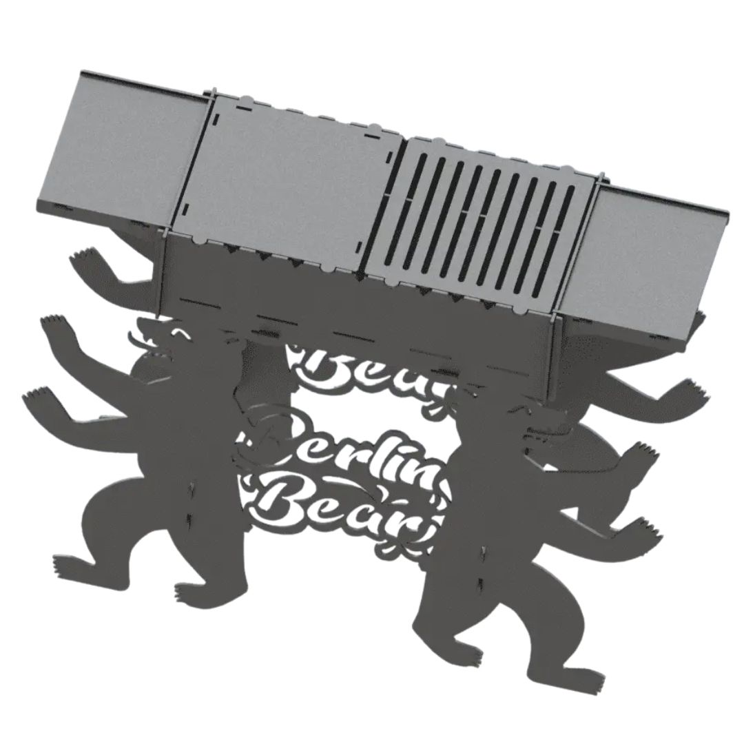 Мангал-гриль Carino Berlin Bear разборной с грилем 1014х333х964 мм, металл 3 мм без покрытия