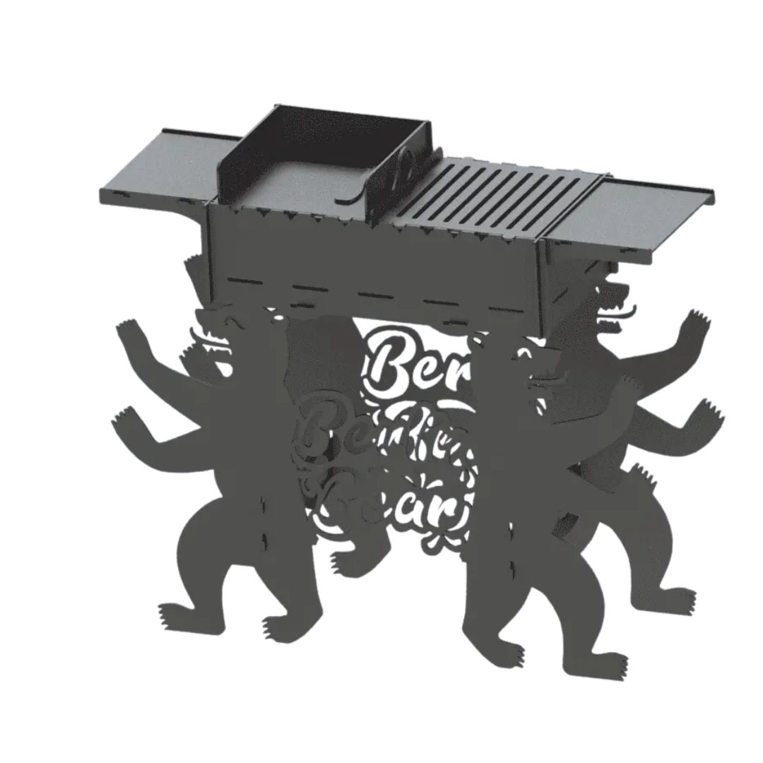 Мангал-гриль Carino Berlin Bear разборной с грилем 1014х333х964 мм, металл 3 мм без покрытия