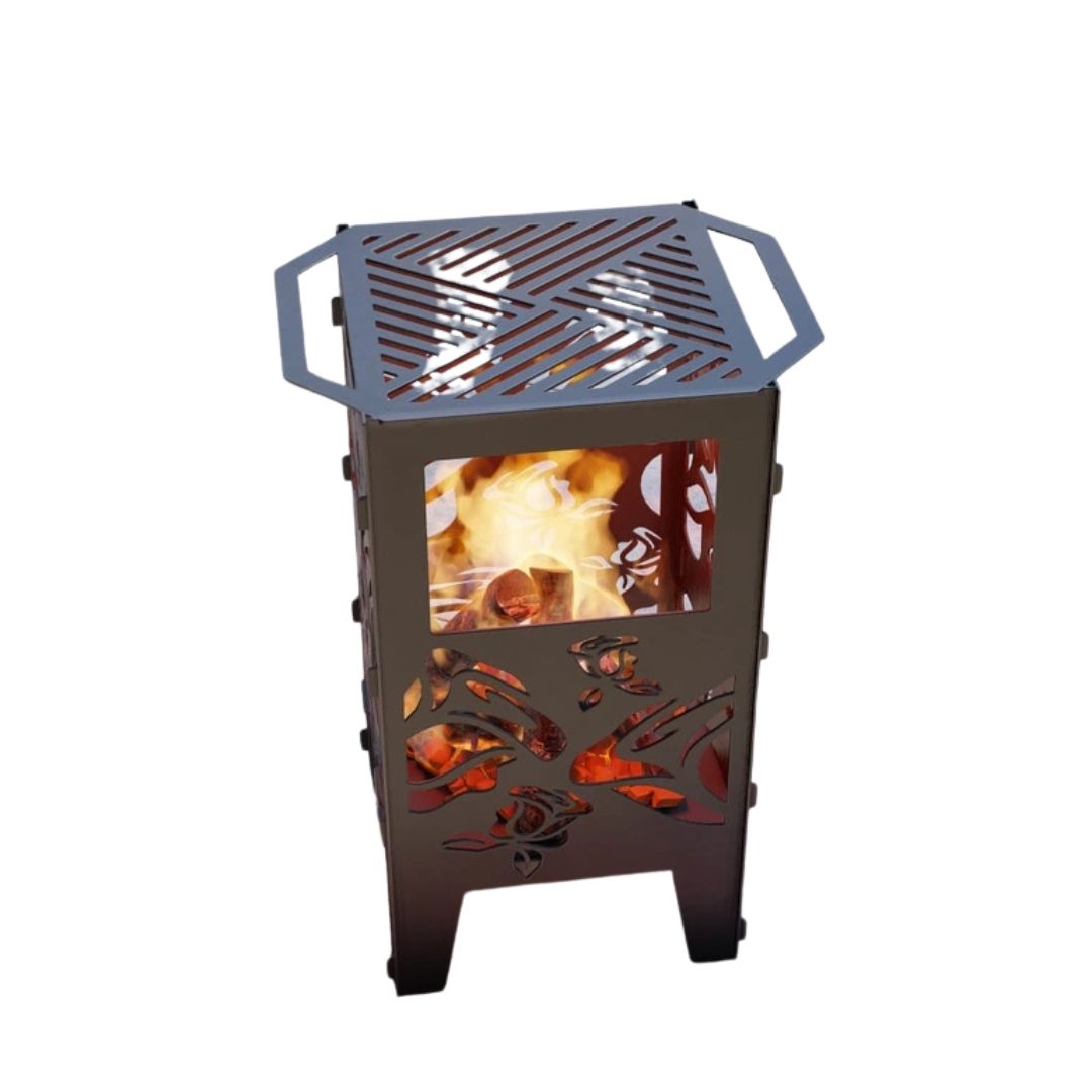 Кошик з грилем мангал-барбекю Carino Троянди V1 513х393х750 мм, метал 3 мм без покриття