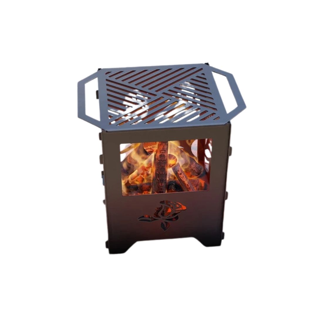 Кошик з грилем мангал-барбекю Троянди V3 513х393х500 мм, метал 3 мм без покриття