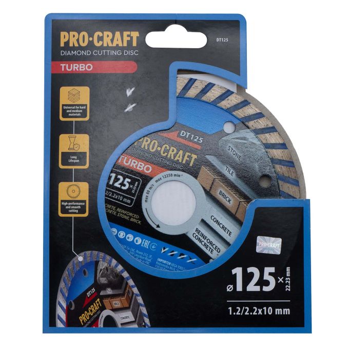 Алмазний диск Procraft DT125 125мм 22,23мм 2.2 мм