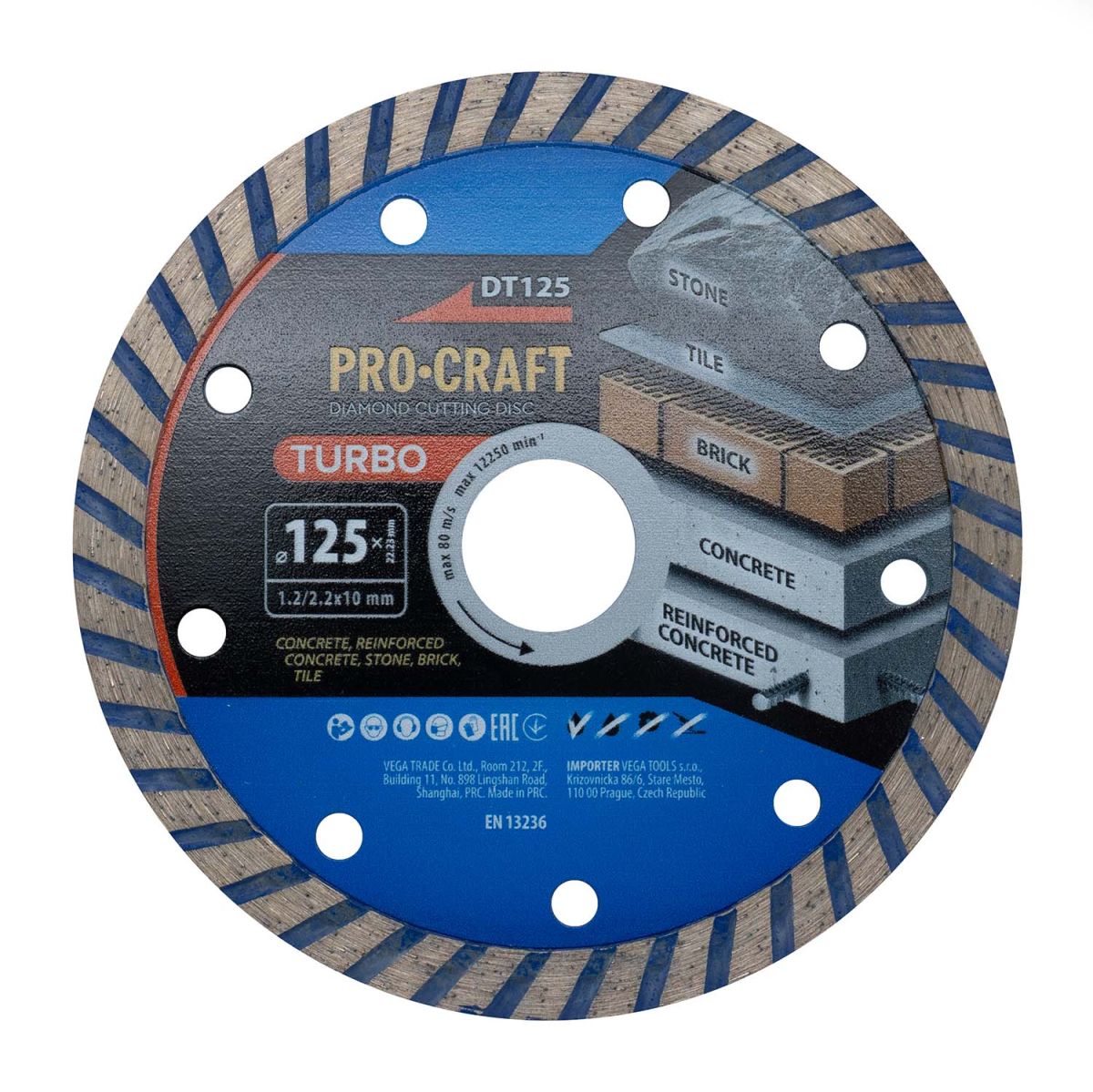 Алмазний диск Procraft DT125 125мм 22,23мм 2.2 мм