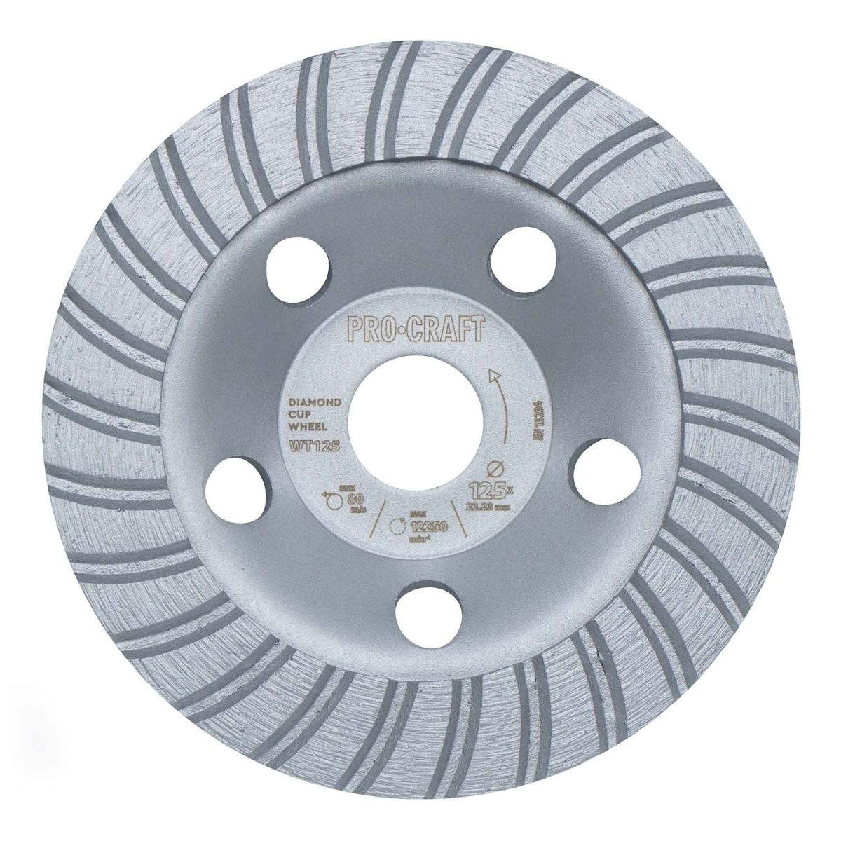 Шліфувальна алмазна чашка Procraft WT125 125мм 22.23