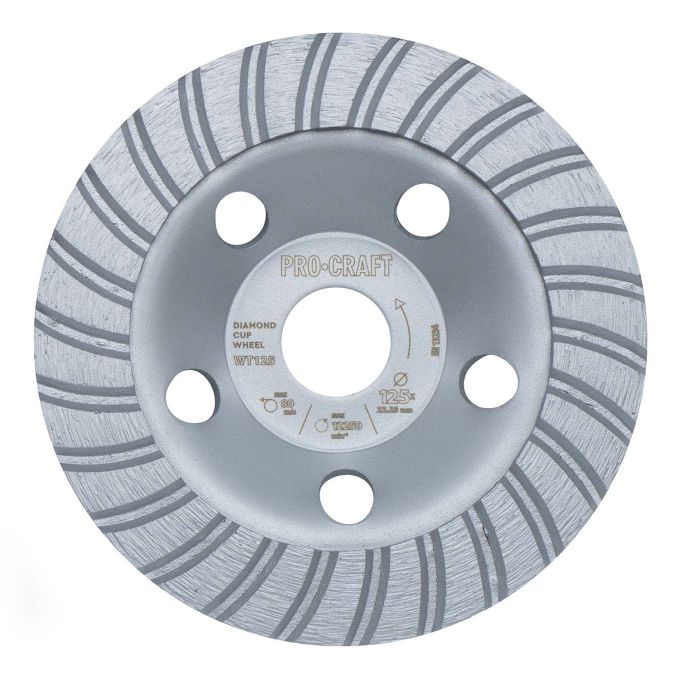 Шліфувальна алмазна чашка Procraft WT125 125мм 22.23