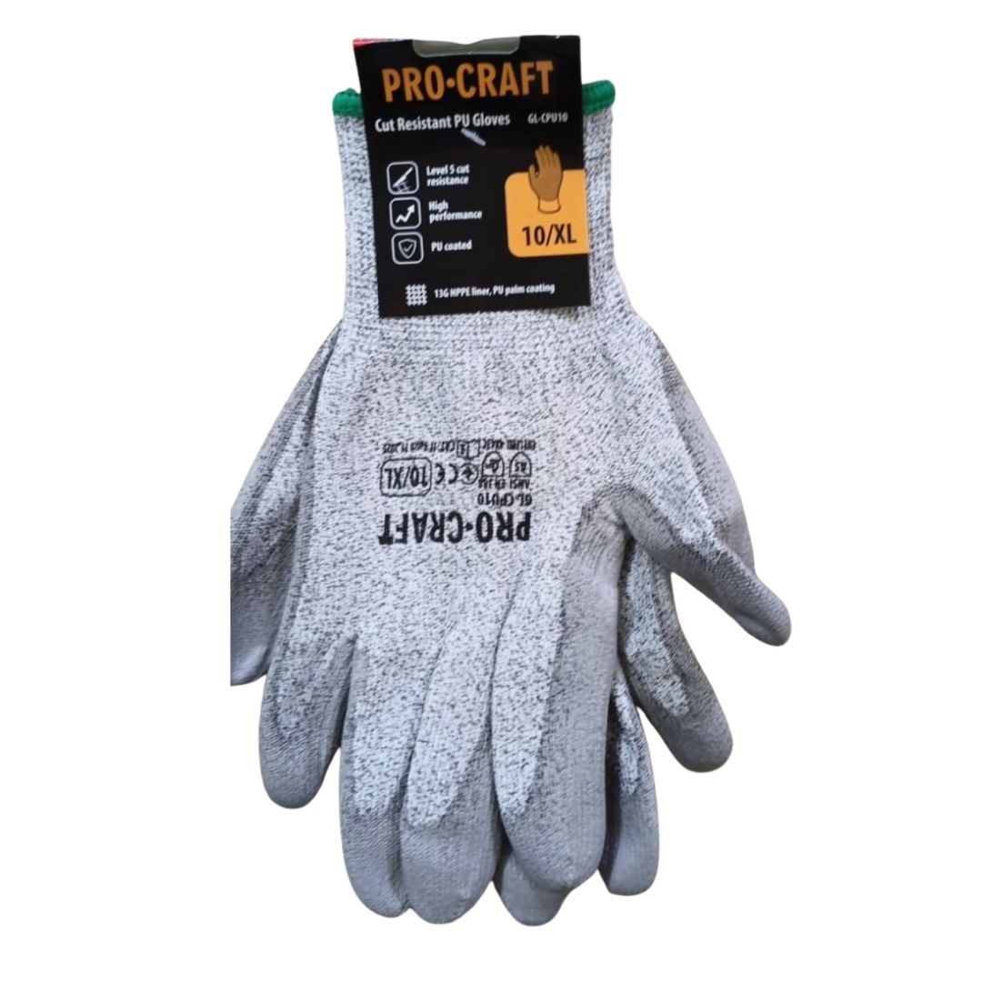 Рукавички поліуретанові стійкі до порізів Procraft GL-GPU10 (10/XL)