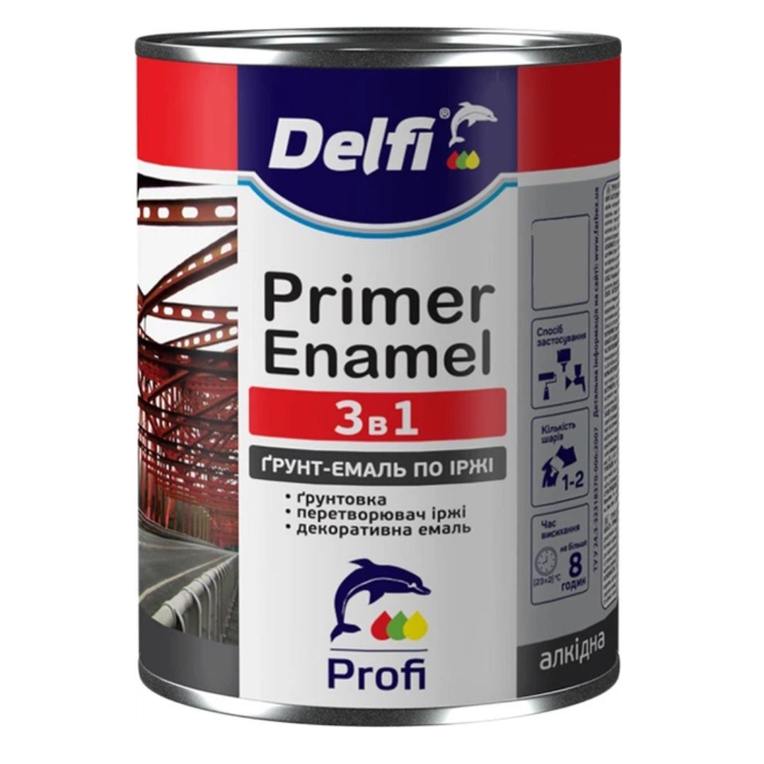 Грунт-емаль по іржі 3 в 1, антрацит, ТМ «Delfi» - 2,8 кг