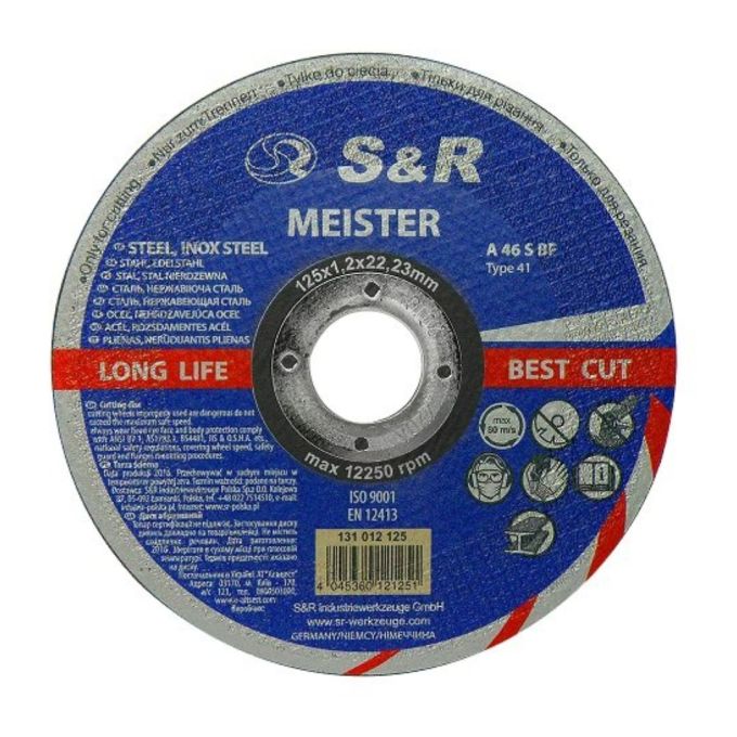 Круг вiдрiзний S&R Meister А 46 по мет/нерж. 125x1,2x22.2мм