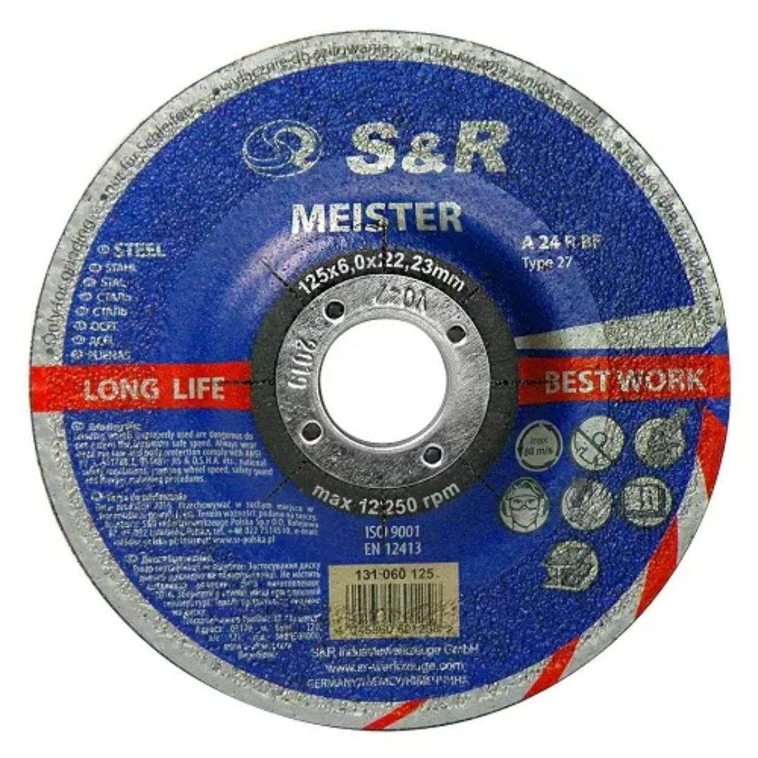 Отрезной круг S&R Meister 125x6,0x22,2 мм A24R BF абразивный/металл